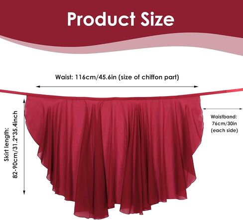 Lusofie Long Dance Wrap Skirt Women Ladies Long Sheer Dance Skirts ， Ballet Wrap Skirt Chiffon Skirt with Adjustable Belt in Saudi Arabia