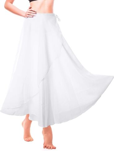 Lusofie Long Dance Wrap Skirt Women Ladies Long Sheer Dance Skirts ， Ballet Wrap Skirt Chiffon Skirt with Adjustable Belt in Saudi Arabia