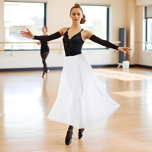 Lusofie Long Dance Wrap Skirt Women Ladies Long Sheer Dance Skirts ， Ballet Wrap Skirt Chiffon Skirt with Adjustable Belt in Saudi Arabia