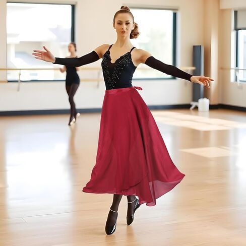 Lusofie Long Dance Wrap Skirt Women Ladies Long Sheer Dance Skirts ， Ballet Wrap Skirt Chiffon Skirt with Adjustable Belt in Saudi Arabia