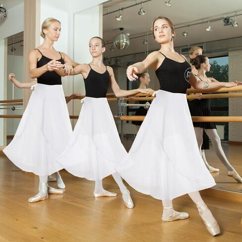 Lusofie Long Dance Wrap Skirt Women Ladies Long Sheer Dance Skirts ， Ballet Wrap Skirt Chiffon Skirt with Adjustable Belt in Saudi Arabia