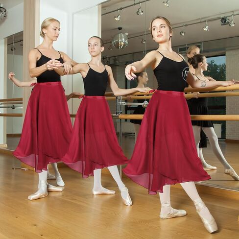 Lusofie Long Dance Wrap Skirt Women Ladies Long Sheer Dance Skirts ， Ballet Wrap Skirt Chiffon Skirt with Adjustable Belt in Saudi Arabia