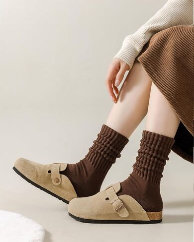 LGE Women's Slouch Crew Socks athletic socks Cotton 3 pairs retro mid tube solid color stacked tube socks casual boat socks in Saudi Arabia