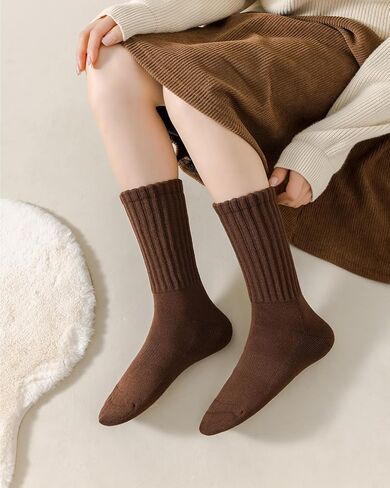 LGE Women's Slouch Crew Socks athletic socks Cotton 3 pairs retro mid tube solid color stacked tube socks casual boat socks in Saudi Arabia