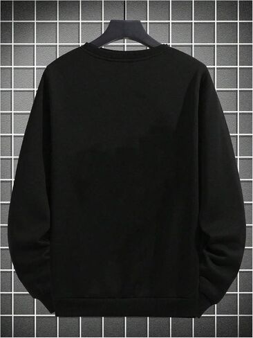 MakeMeChic Men's Graphic Sweatshirt Cartoon Print Crewneck Drop Shoulder Long Sleeve Pullovers Top Streetwear Sweatshirt in Saudi Arabia
