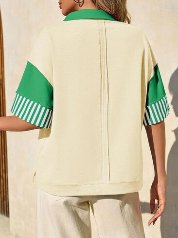 Fisoew Womens Color Block Sweatshirts غير رسمية قصيرة الأكمام in Kuwait