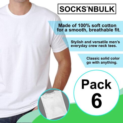 SOCKS'NBULK 36 Pack Mens Classic Crew Neck Soft Cotton Short Sleeve T-Shirts Tees Bulk in Saudi Arabia