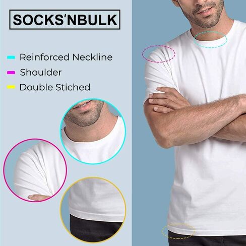 SOCKS'NBULK 36 Pack Mens Classic Crew Neck Soft Cotton Short Sleeve T-Shirts Tees Bulk in Saudi Arabia