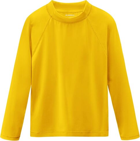 Boys Swim Shirts Long Sleeve Rash Guard Sun Protection UPF50+ T Shirts Rashguard Swimwear Fishing Water ShirtsQuick Dry Cool Beach Clothes for Toddler Youth Kids Ginger Yellow Size 8 in Kuwait
