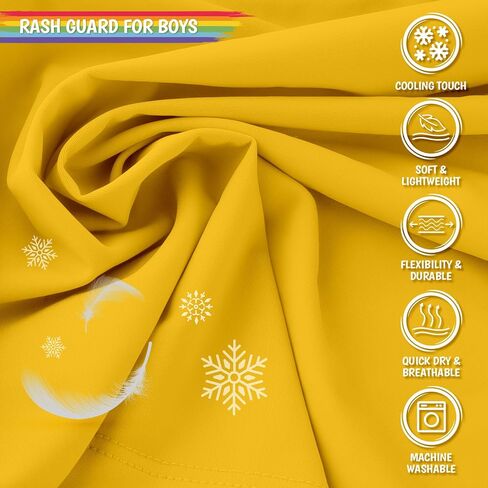 Boys Swim Shirts Long Sleeve Rash Guard Sun Protection UPF50+ T Shirts Rashguard Swimwear Fishing Water ShirtsQuick Dry Cool Beach Clothes for Toddler Youth Kids Ginger Yellow Size 8 in Kuwait