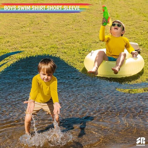 Boys Swim Shirts Long Sleeve Rash Guard Sun Protection UPF50+ T Shirts Rashguard Swimwear Fishing Water ShirtsQuick Dry Cool Beach Clothes for Toddler Youth Kids Ginger Yellow Size 8 in Kuwait
