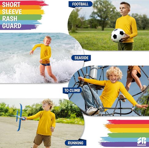 Boys Swim Shirts Long Sleeve Rash Guard Sun Protection UPF50+ T Shirts Rashguard Swimwear Fishing Water ShirtsQuick Dry Cool Beach Clothes for Toddler Youth Kids Ginger Yellow Size 8 in Kuwait