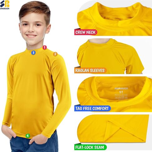 Boys Swim Shirts Long Sleeve Rash Guard Sun Protection UPF50+ T Shirts Rashguard Swimwear Fishing Water ShirtsQuick Dry Cool Beach Clothes for Toddler Youth Kids Ginger Yellow Size 8 in Kuwait