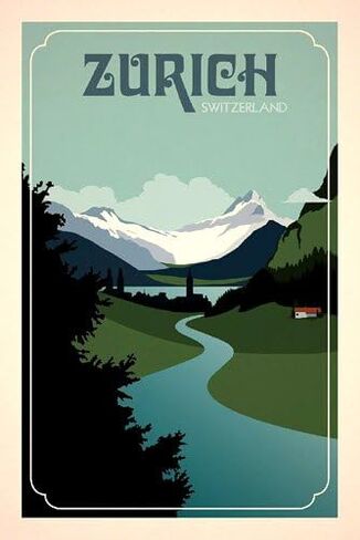 ملصق Art Zurich Switzerland Vintage (الشعار القديم السويسري) in Kuwait