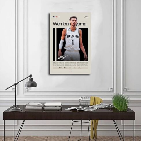 THOMIX Victor Wembanyama Poster Canvas Poster Wall Art Decor Print Picture Paintings for Living Room Bedroom Decoration Unframe: Unframe:12x18inch(30x45cm) in Saudi Arabia