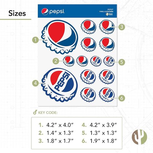 Desert Cactus Pepsi Sticker Vinyl Secal Laptop Water Bottle Scrapbook (Type 1-3) in Kuwait