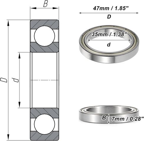 ACROPIX 6807ZZ Deep Groove Ball Bearings P6 35x47x7mm Lubricated Bearings Double Metal Seal Silver Tone Scooter Skateboard Wheel in Saudi Arabia