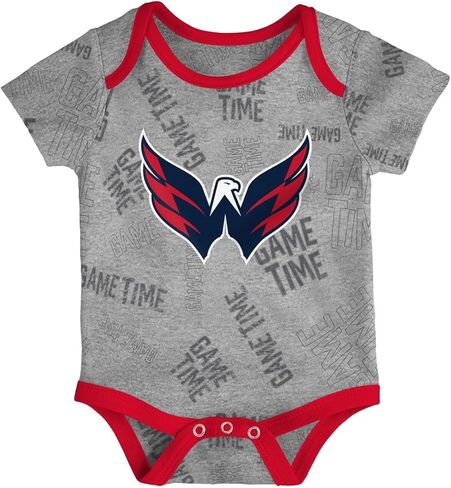 Outerstuff Washington Capitals 3-Pack Game Time Team Logo Newborn/Infant Baby Bodysuit Onesie in Saudi Arabia
