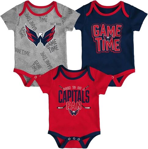 Outerstuff Washington Capitals 3-Pack Game Time Team Logo Newborn/Infant Baby Bodysuit Onesie in Saudi Arabia