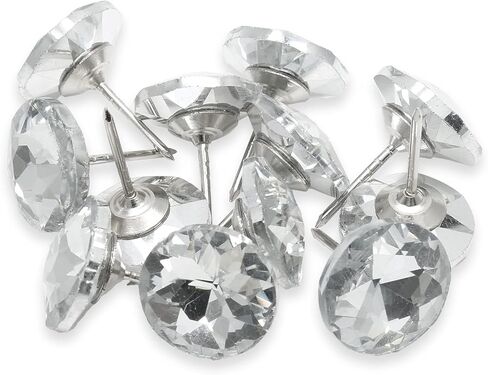 Bokwin 100pcs مسامير منجزة من مجازي كريستال الماس 25 ملم تنجيد كريستال واضحة دبابيس دبابيس دبابيس لأريكة DIY الأثاث الأثاث الجدار in Kuwait