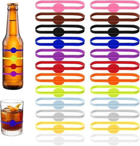 cobee 24 Pcs Drink Markers, Wine Glass Markers Cup Charms Water Bottle Charms, Silicone Drink Glass Markers Wine Bottle Tags for Bar Parties Champagne Stem Glasses, or Families in Saudi Arabia