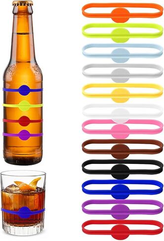cobee 24 Pcs Drink Markers, Wine Glass Markers Cup Charms Water Bottle Charms, Silicone Drink Glass Markers Wine Bottle Tags for Bar Parties Champagne Stem Glasses, or Families in Saudi Arabia