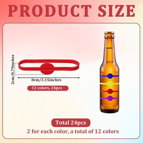 cobee 24 Pcs Drink Markers, Wine Glass Markers Cup Charms Water Bottle Charms, Silicone Drink Glass Markers Wine Bottle Tags for Bar Parties Champagne Stem Glasses, or Families in Saudi Arabia