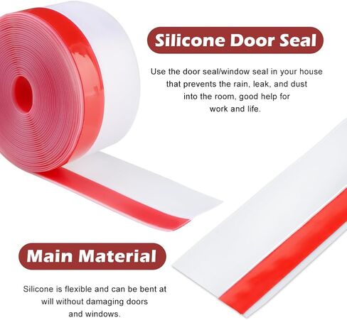 emvanv الطقس تجريد الشريط ، 5M × 45 مم تجريد من الطقس السيليكون ، ختم للباب تحت القاع ، الفجوة ، الجانب ، باب الدش الزجاجي ، الباب المنزلق ، النوافذ (أحمر) in Kuwait
