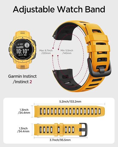 Miimall Silicone Sport Band for Garmin Instinct, Light Replacement Watch Band Strap Wristband Instinct 2 Watch Accessory for Garmin Instinct 2/Instinct Solar/Tactical/Esports/Tide/Crossover/Surf in Saudi Arabia
