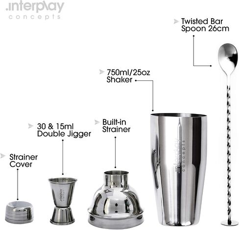 25oz Cocktail Shaker - Large Drink Shaker for Perfect Drinks - Stainless Steel Martini Shaker with Built in Strainer, Jigger & Spoon - Professional Cocktail Shaker Set for Mixing in Saudi Arabia