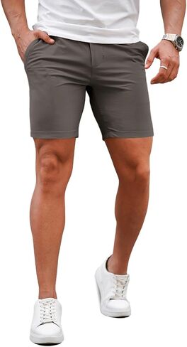 GINGTTO Mens Slim Fit Shorts Skinny Chino Short Tapered Leg Stretch (Black,30-1) in Kuwait