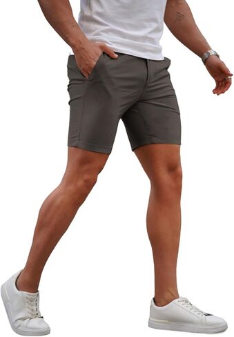 GINGTTO Mens Slim Fit Shorts Skinny Chino Short Tapered Leg Stretch (Black,30-1) in Kuwait