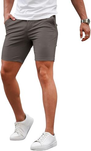 GINGTTO Mens Slim Fit Shorts Skinny Chino Short Tapered Leg Stretch (Black,30-1) in Kuwait