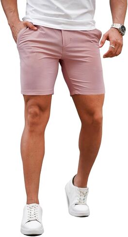 GINGTTO Mens Slim Fit Shorts Skinny Chino Short Tapered Leg Stretch (Black,30-1) in Kuwait