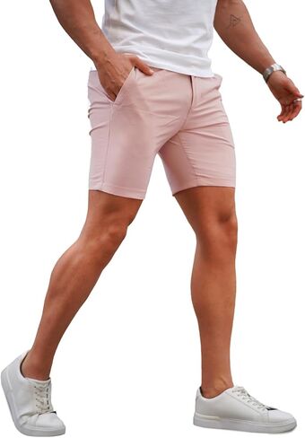 GINGTTO Mens Slim Fit Shorts Skinny Chino Short Tapered Leg Stretch (Black,30-1) in Kuwait