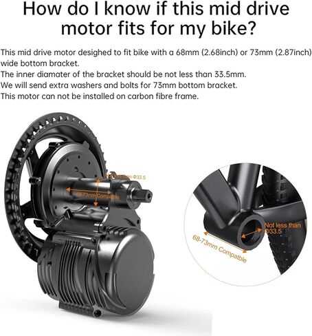 48V 750W Mid Drive Motor Kit Electric Bike Torque Sensor DIY Concversion Kit Dual Clutch E-Bike Mid Mount Motor with VLCD5 for BB68/73 Tricycle City/Road/Mountain Bike in Saudi Arabia