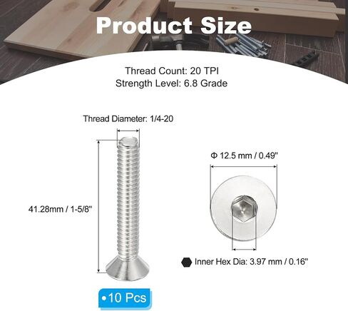 PATIKIL 5/16-18 x 2-1/2" Flat Head Socket Cap Screws, 10 Pack Flat Countersunk Bolts Hex Socket Drive Machine Screws 304 Stainless Steel 18-8 Full Thread Grade 6.8 in Saudi Arabia