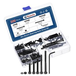 350pcs M3 Socket Head Cap Screws Bolts Nuts Assortment Kit - [M3x16/20/25/30/35mm] Alloy Steel Fully Threaded Black Oxide 12.9 Internal Hex Screw for 3D Printer Use, with Wrench