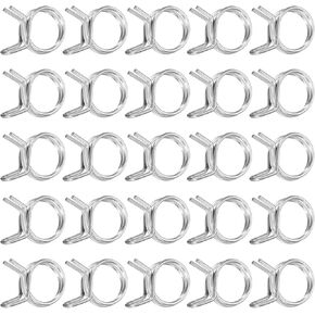 uxcell 25Pcs 17mm/0.67inch Inner Dia Double Wire Spring Hose Clamp, Stainless Steel Adjustable Spring Clips for Hose Fuel Line Silicone Tube Water Pipe Air Pipe