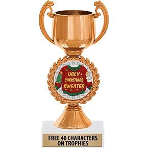 Ugly Christmas Trophy Award, Personalized 6.5" Bronze Cup Ugliest Sweater Contest Prize Prime