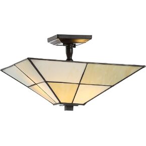 JONATHAN Y JYL8025A Juliana 15.7" Tiffany-Style Glass/Metal LED Semi-Flush Mount Traditional Dimmable, 2700K Cozy Warm Light, for Kitchen,Hallway,Bathroom,Stairwell, White/Cream