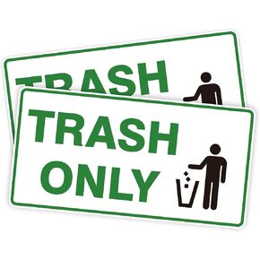 2PCS Trash Only Stickers for Trash Bins,Self-Adhesive Weatherproof Yard Waste Sign Sticker, Trash & Recycle Stickers for Trash Can, Essential for Home, Office，Courtyard, Shopping Malls, Kitchen and Public Area（10" x 5"）