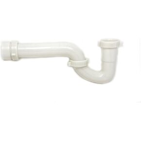 1 1/2" P Trap Kitchen Sink Bathroom Kit Fit 1 1/2" or 1 1/4" Tailpiece, [910-569] White Plastic Tubular with PVC Threaded Adapter