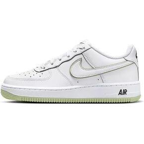 Nike Air Force 1 Big Kids' Shoes (CT3839-108, White/White/Black/Honeydew) Size 6