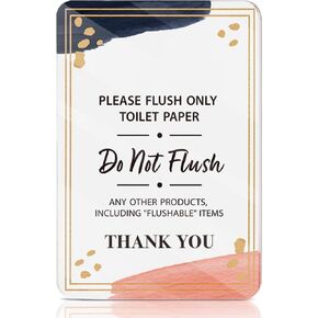 Do Not Flush Sign – Flush Only Toilet Paper Sign – Bathroom Signs for Hotels, Business, and Home Restrooms Self-Adhesive Acrylic Sign for Toilets in Business and Home