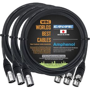 3 Units - 15 Foot - Canare L-4E6S, Star Quad Balanced Male To Female Microphone Cables With Amphenol AX3M & AX3F Silver XLR Connectors - CUSTOM MADE By WORLDS BEST CABLES