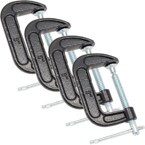 4 Pack Heavy Duty C Clamps with 3 Inch Jaw Opening for Woodworking, Welding, Automotive, Carpentry Building