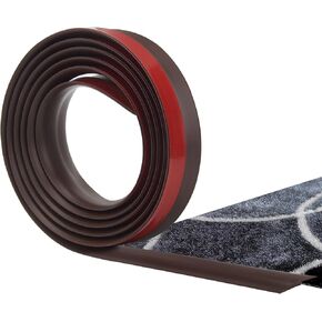 9.84FT Floor Transition Strip Self Adhesive Floor and Carpet Edging Trim PVC Carpet Threshold Transition Strips for Uneven Floors-5mm Drop (Brown) in Kuwait