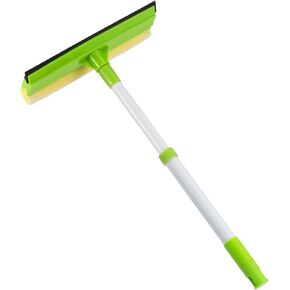 30"-59" Window Squeegee,2 in 1 Squeegee Window Cleaner with Long Stainless Steel Handle,Sponge Car Window Squeegee for Gas Station, Glass,Shower,Outdoor High Window Cleaning (Green) (18")