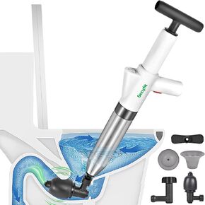 Toilet Plunger, High Pressure Drain Unclogging Tool, Plungers for Bathroom, Floor, Shower, Kitchen Heavy Duty, Multi-Purpose Air Pump Plunger for Toilet, Toilet Snakes for Hair Clog Remover